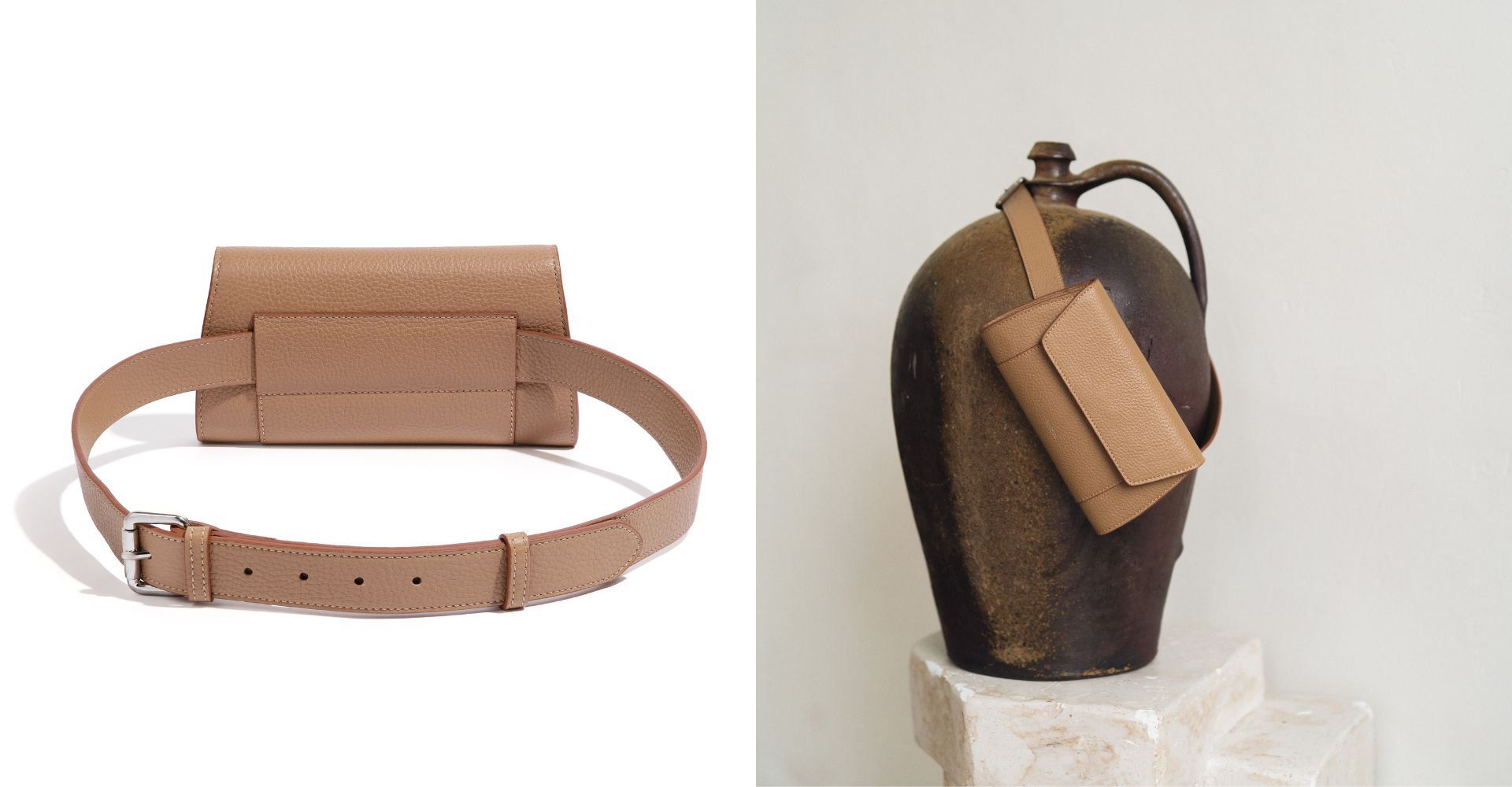 Clutch Con Cinta Biscotto (Pebbled)