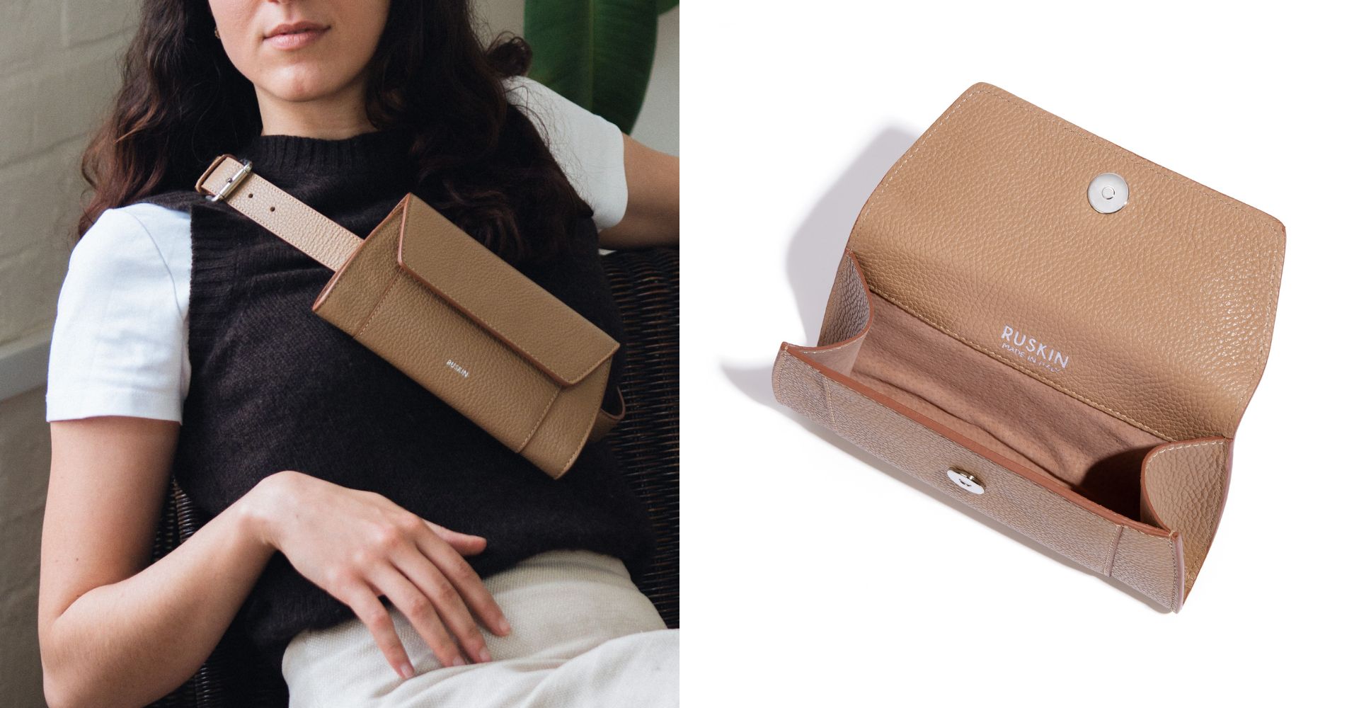 Clutch Con Cinta Biscotto (Pebbled)