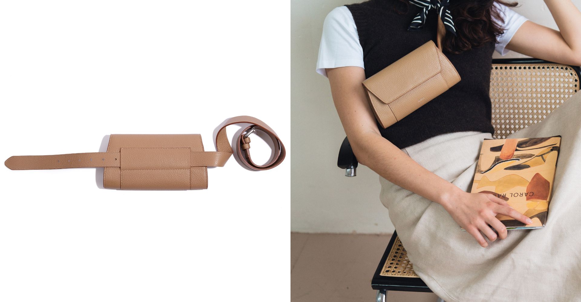 Clutch Con Cinta Biscotto (Pebbled)