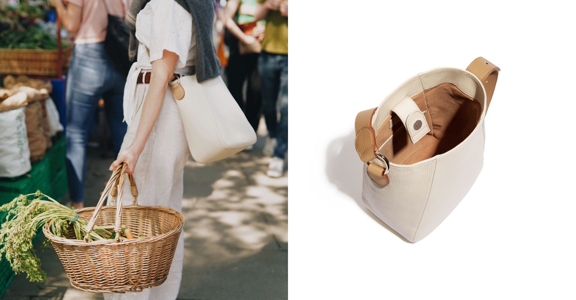 The Bennet Bucket in Cream & Biscotto