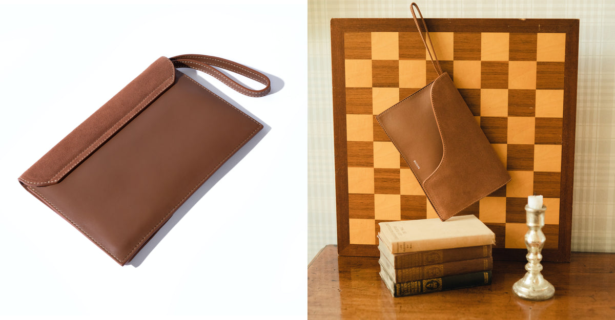 Camille Clutch in Bracken Leather and Suede