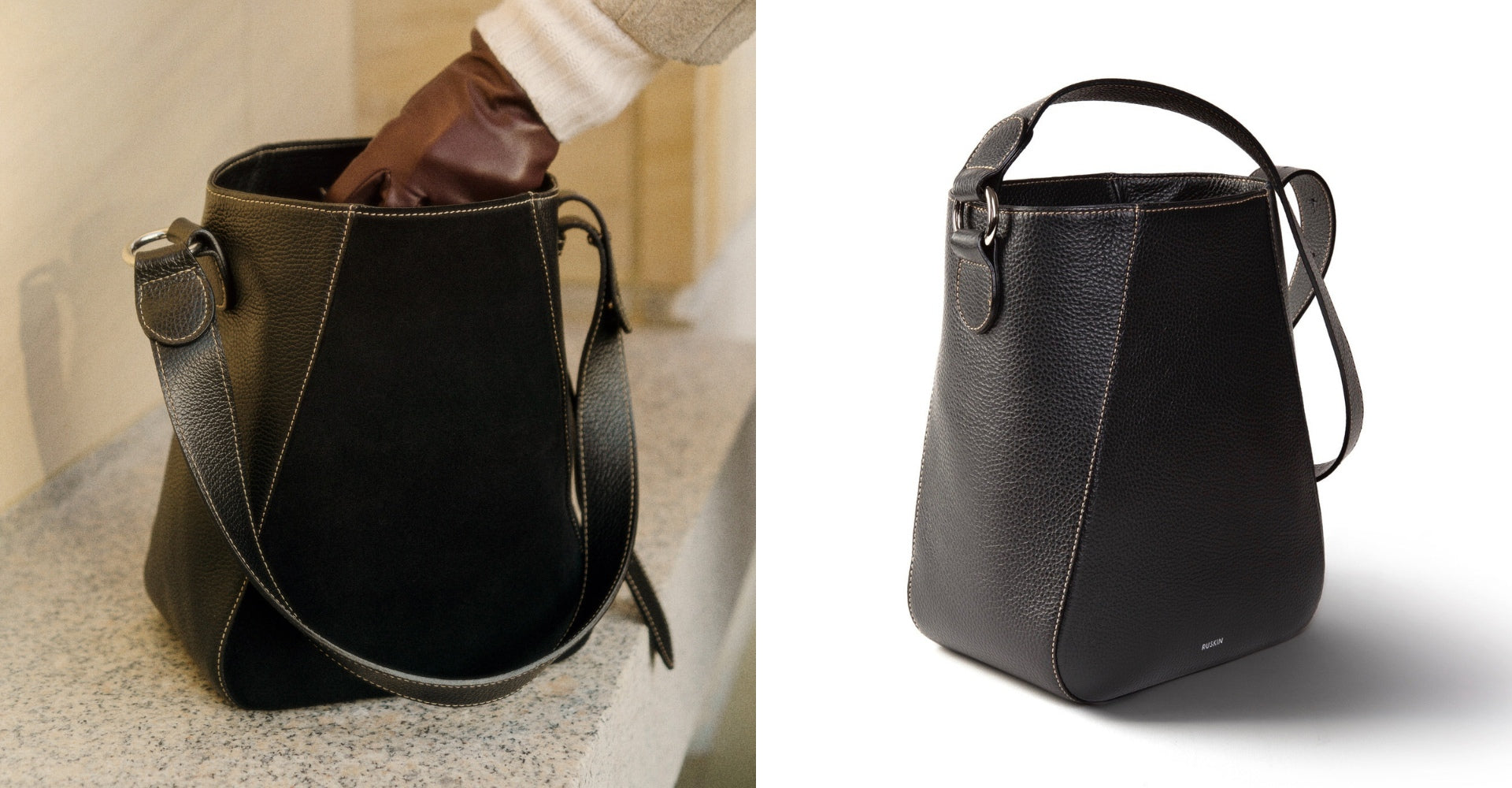 The Bennet Bucket in Black & Suede