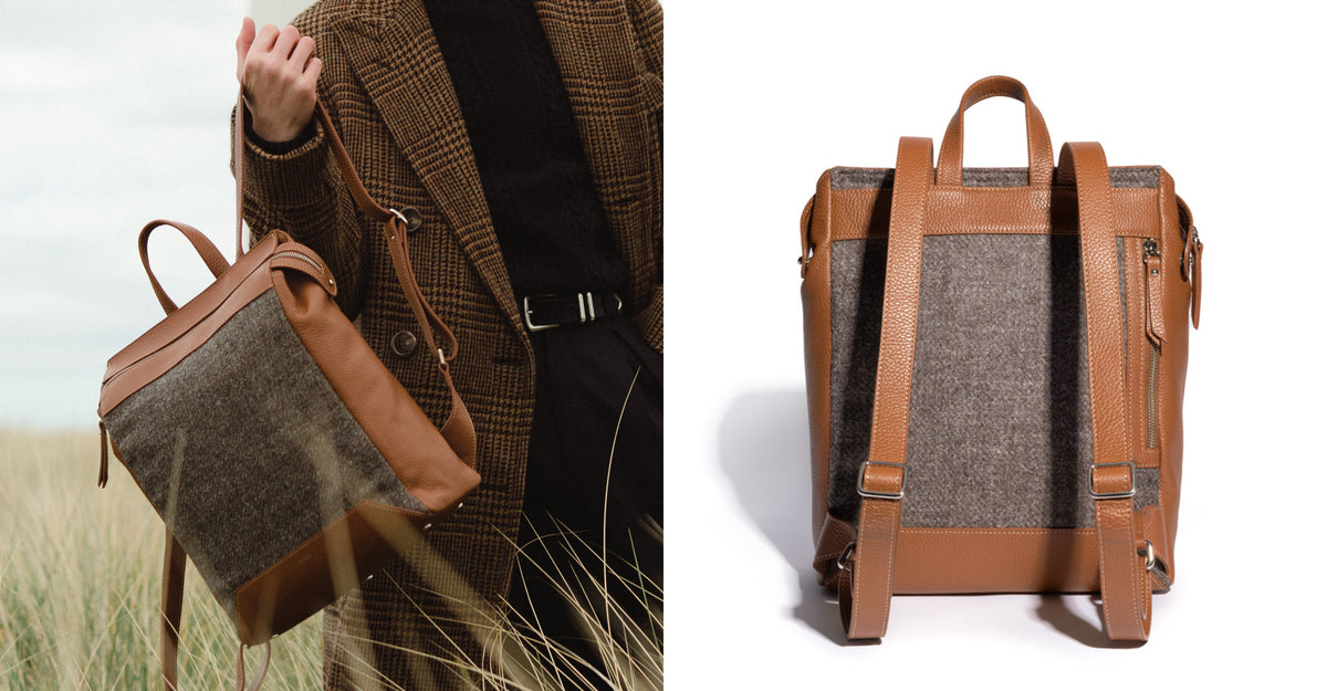 The Hopper in Bracken Leather & Tweed