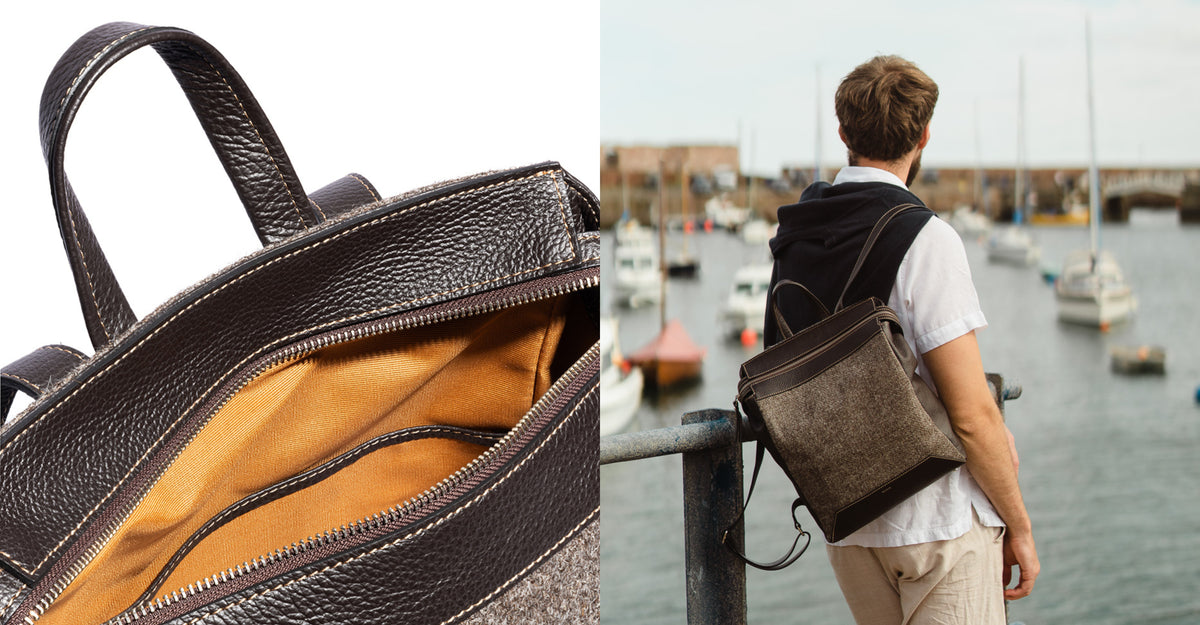 Hopper in Chocolate Leather & Tweed