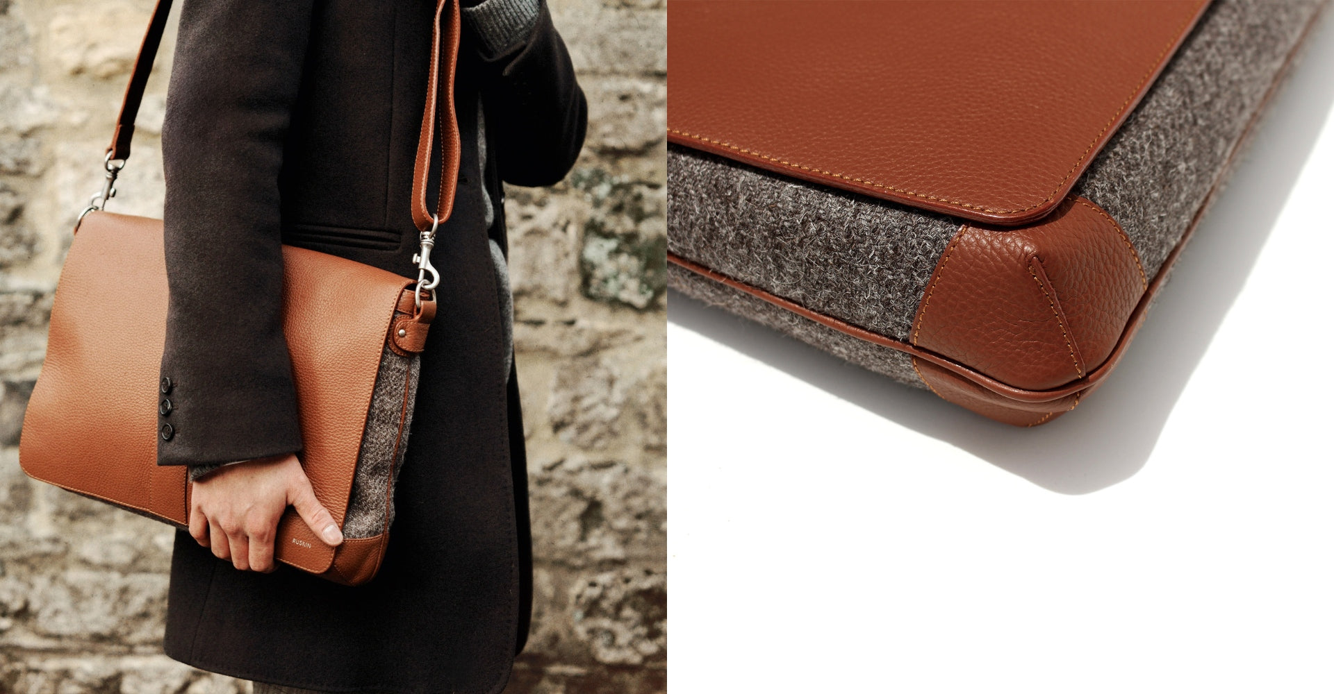 The Cuthbert in Bracken Leather & Tweed