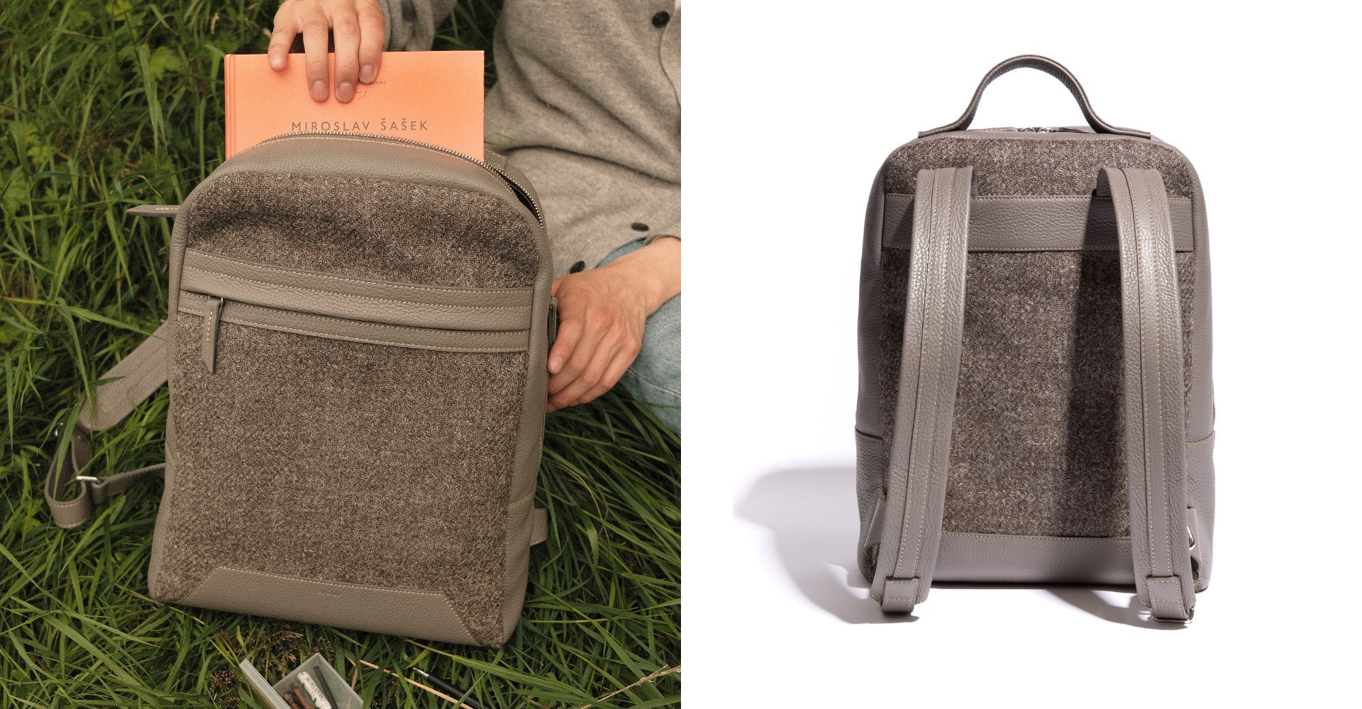 The Kepler in Mud Leather & Tweed