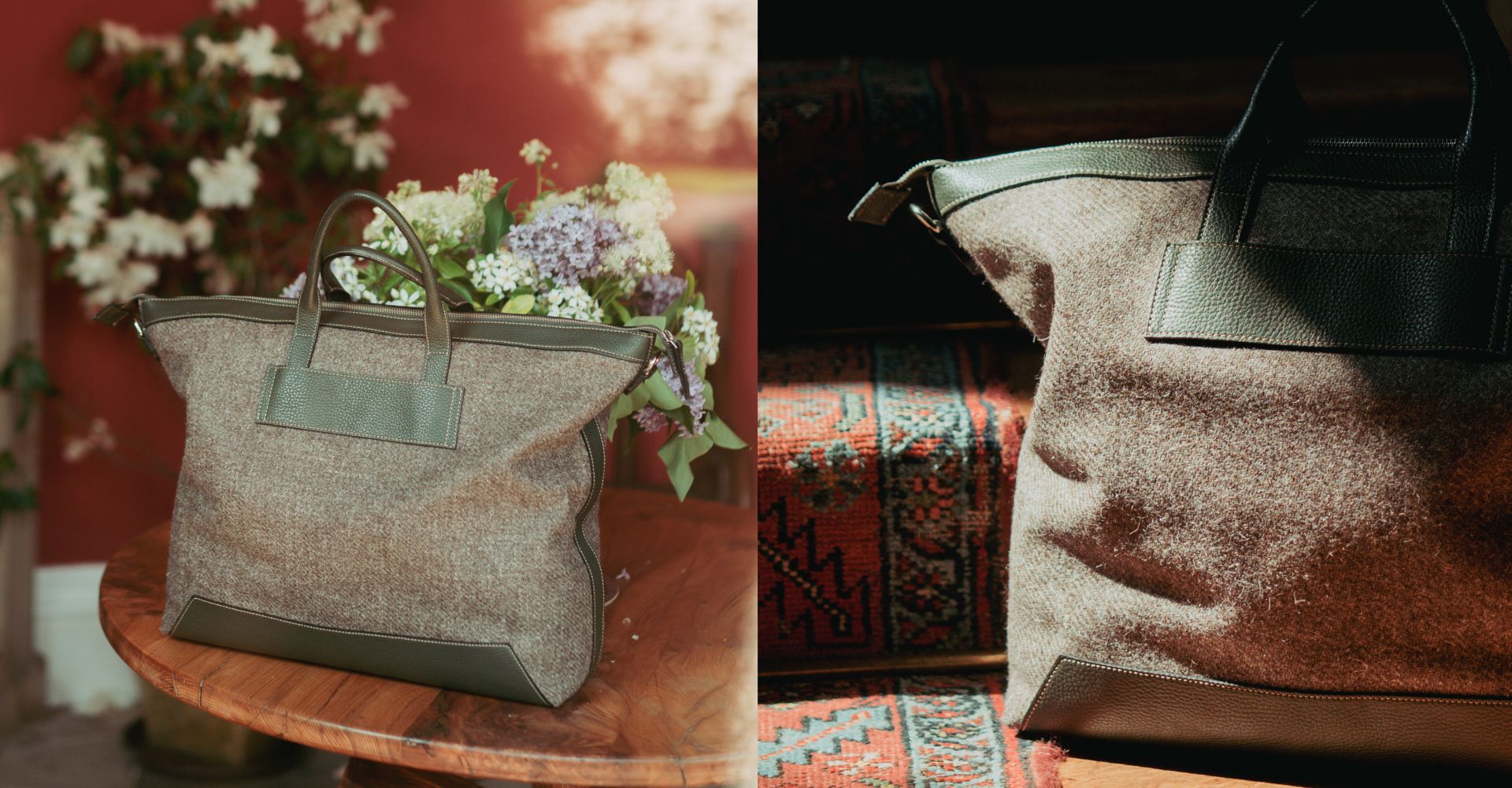 The Quentin Weekender in Birch Leather & Tweed