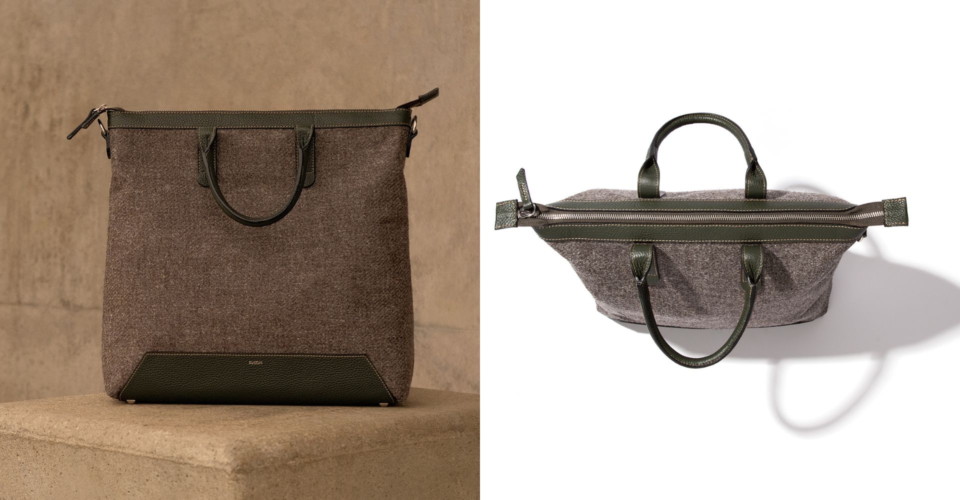 The Quentin Tote in Birch Leather & Tweed