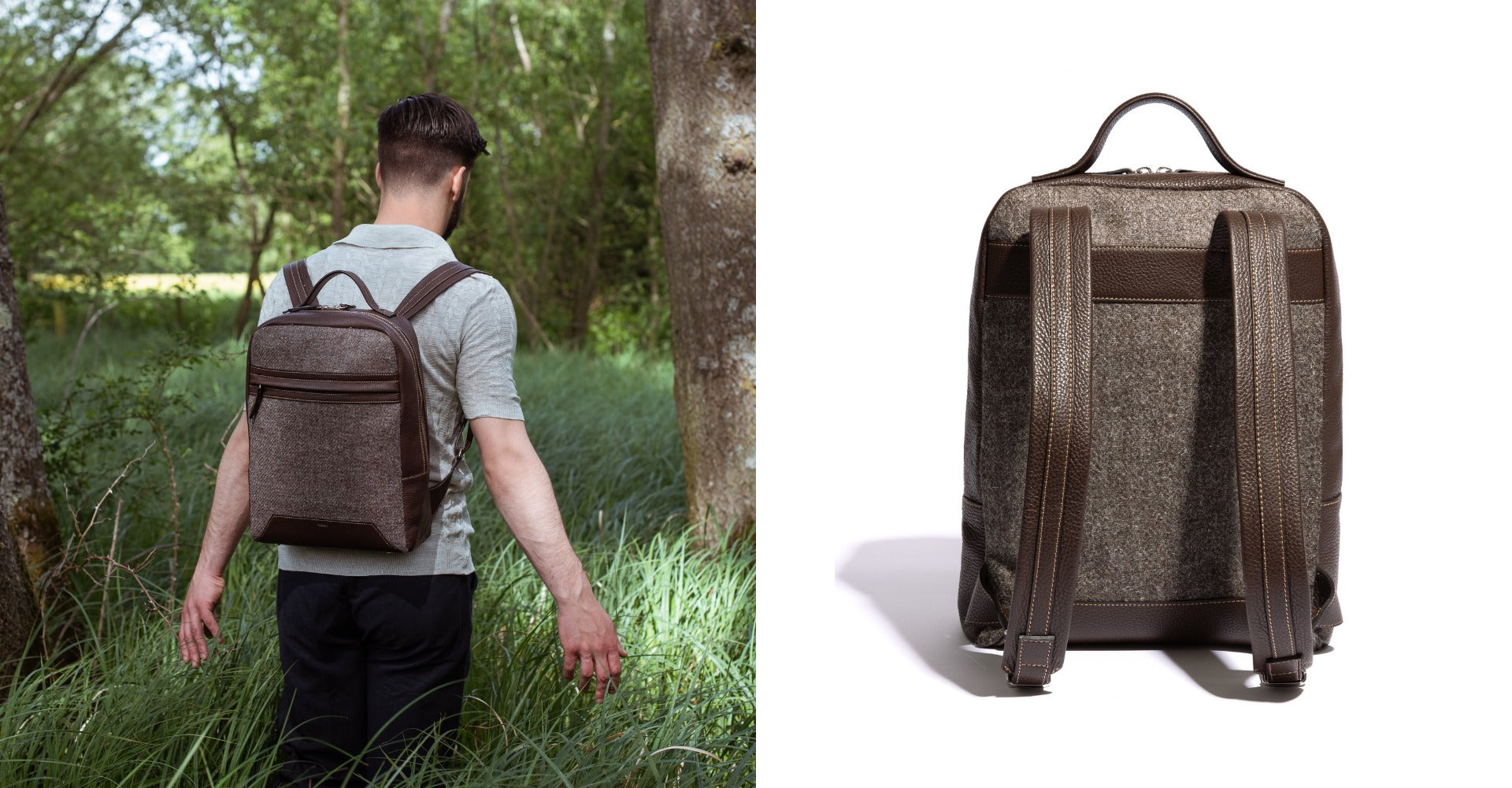 The Kepler in Chocolate Leather & Tweed