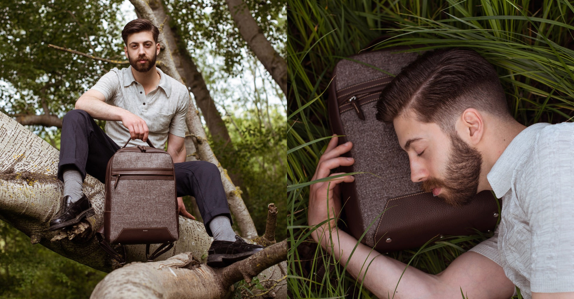 The Kepler in Chocolate Leather & Tweed