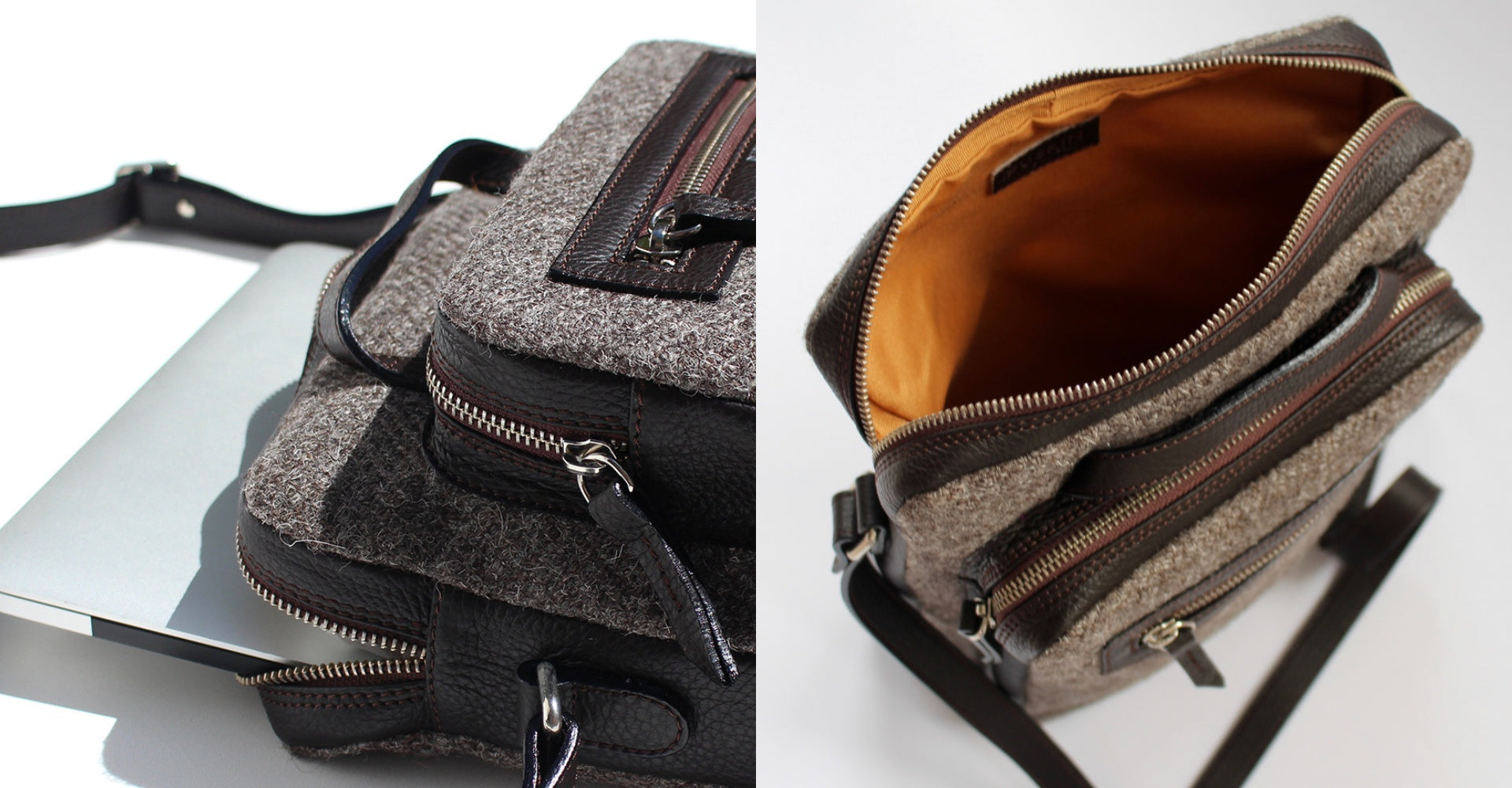 The Elvet in Chocolate Leather & Tweed