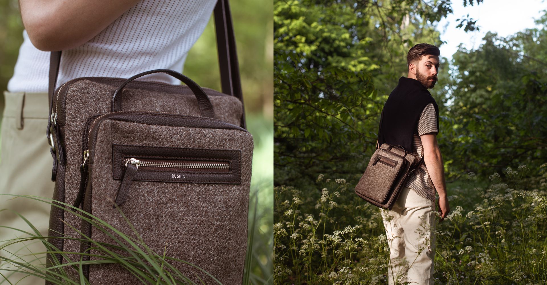 The Elvet in Chocolate Leather & Tweed