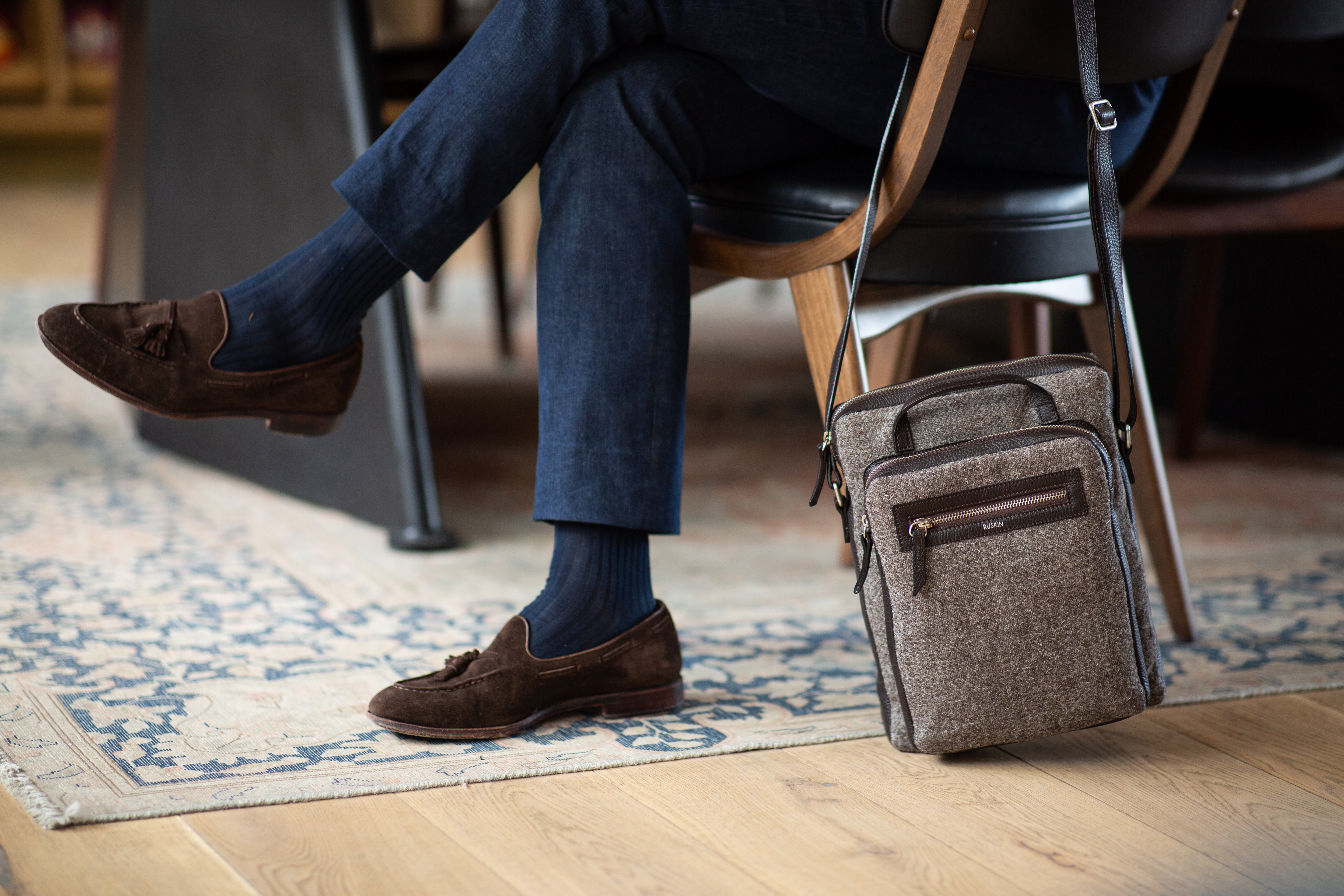 The Elvet in Chocolate Leather & Tweed