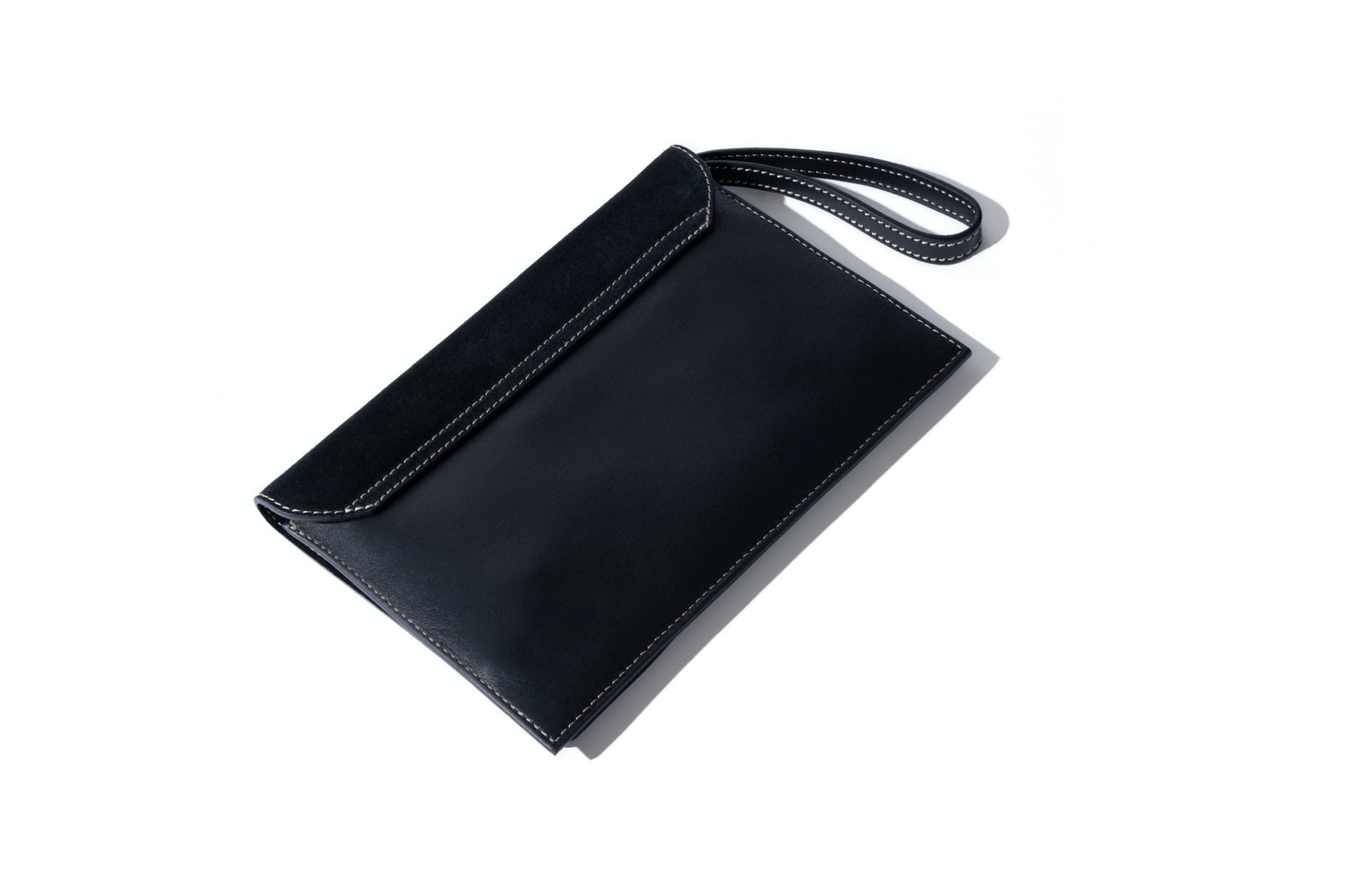 Camille Clutch in Black Leather and Suede