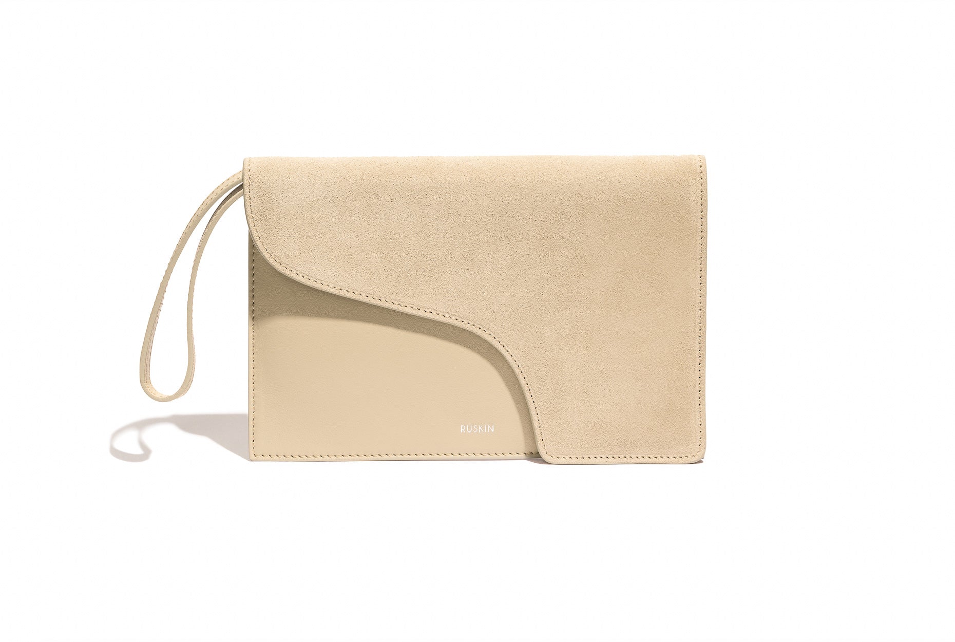 Camille Clutch in Soft Stone Leather and Suede