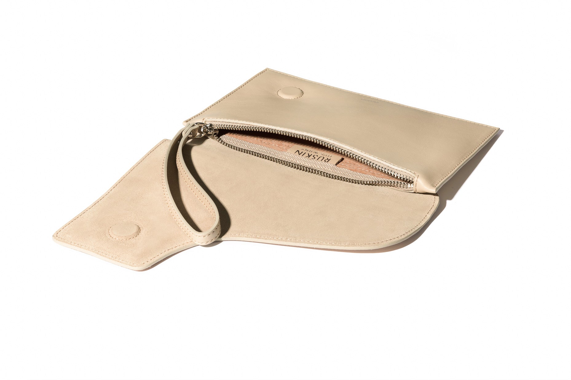 Camille Clutch in Soft Stone Leather and Suede