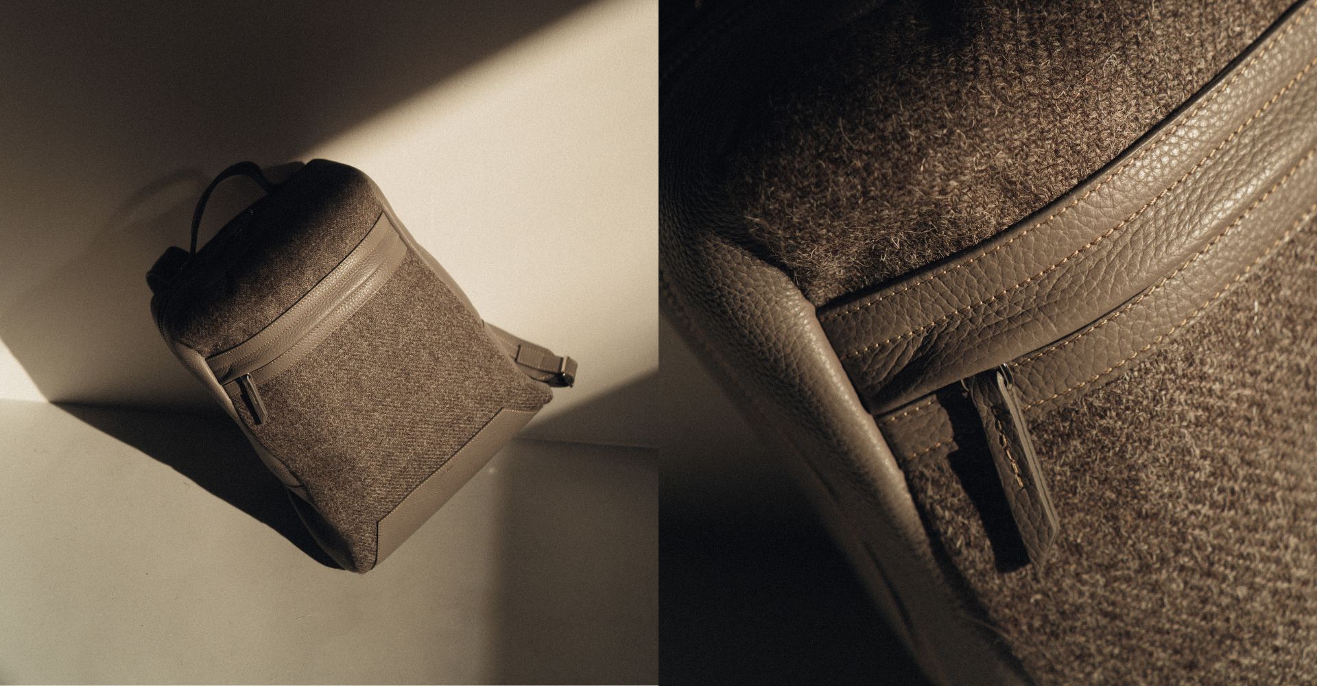 The Kepler in Mud Leather & Tweed