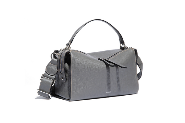 Fendi Grey Leather Selleria Leather Lei Boston Bag Fendi