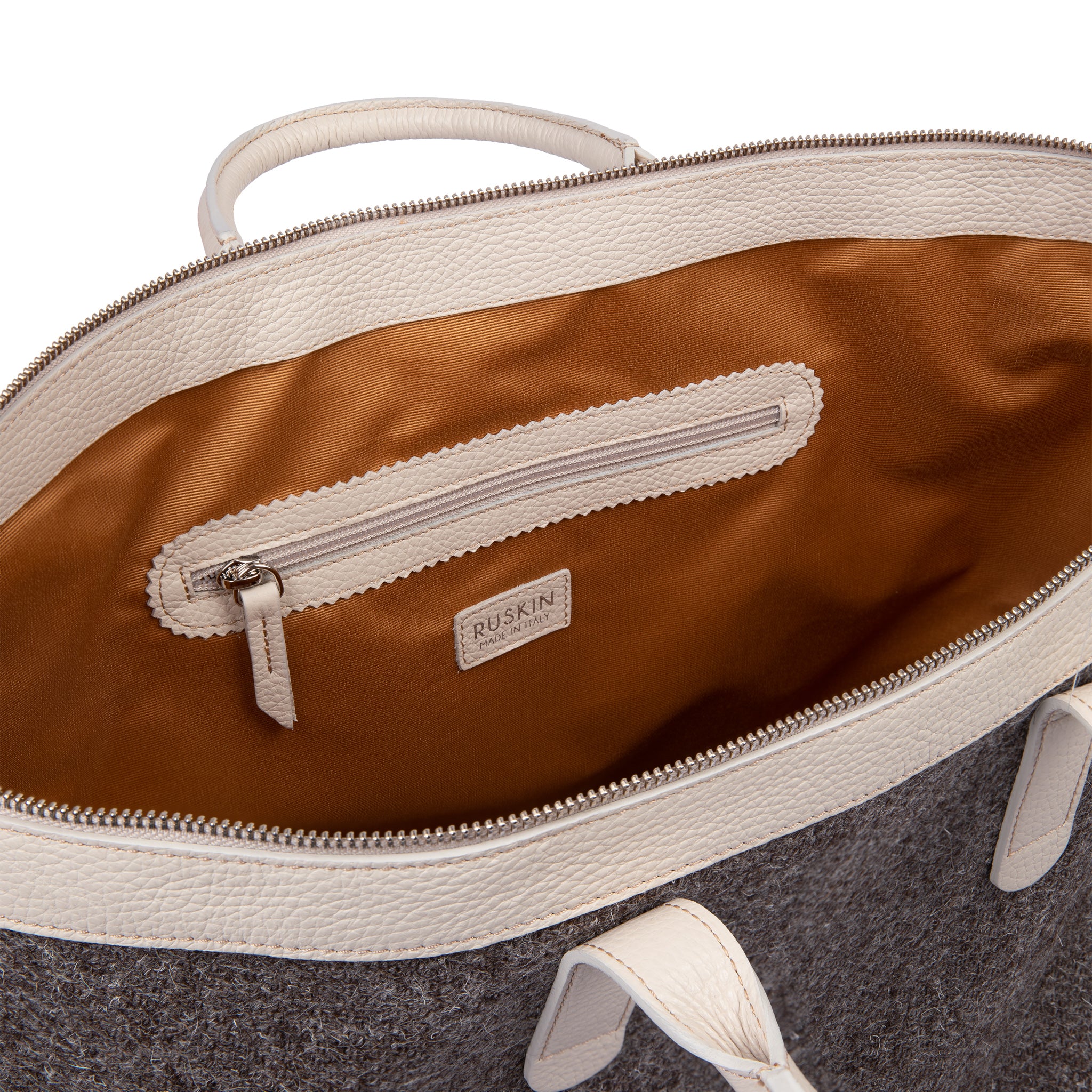 The Quentin Weekender in Cream Leather & Tweed