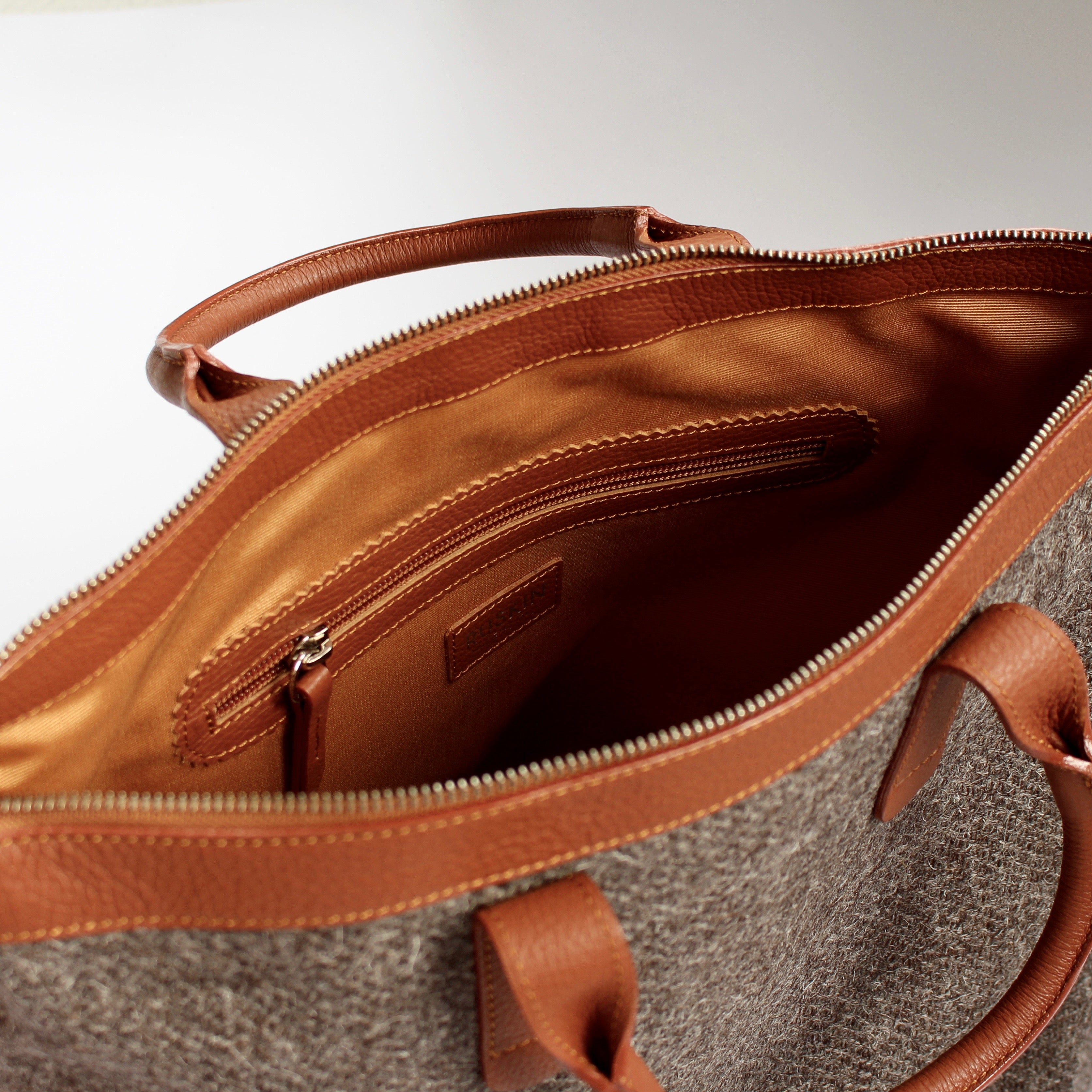 The Quentin Tote in Bracken Leather & Tweed