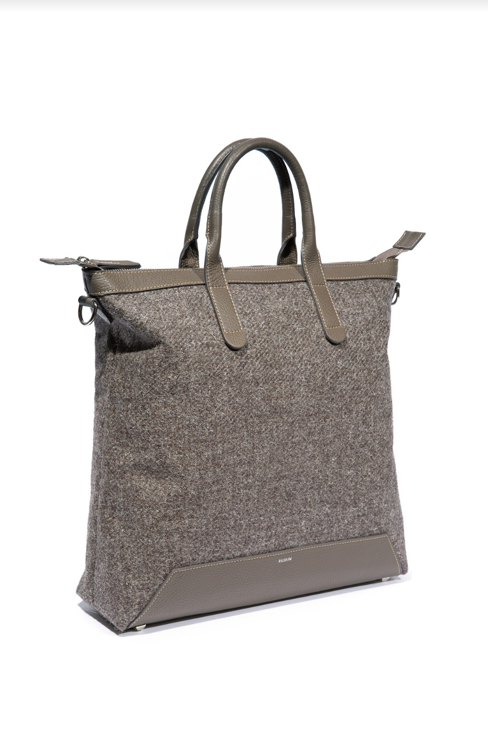 The Quentin Tote in Mud Leather & Tweed