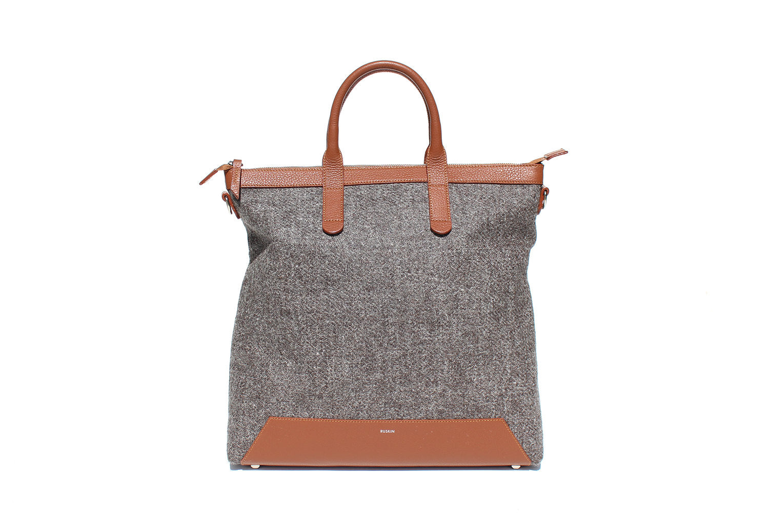 The Quentin Tote in Bracken Leather & Tweed