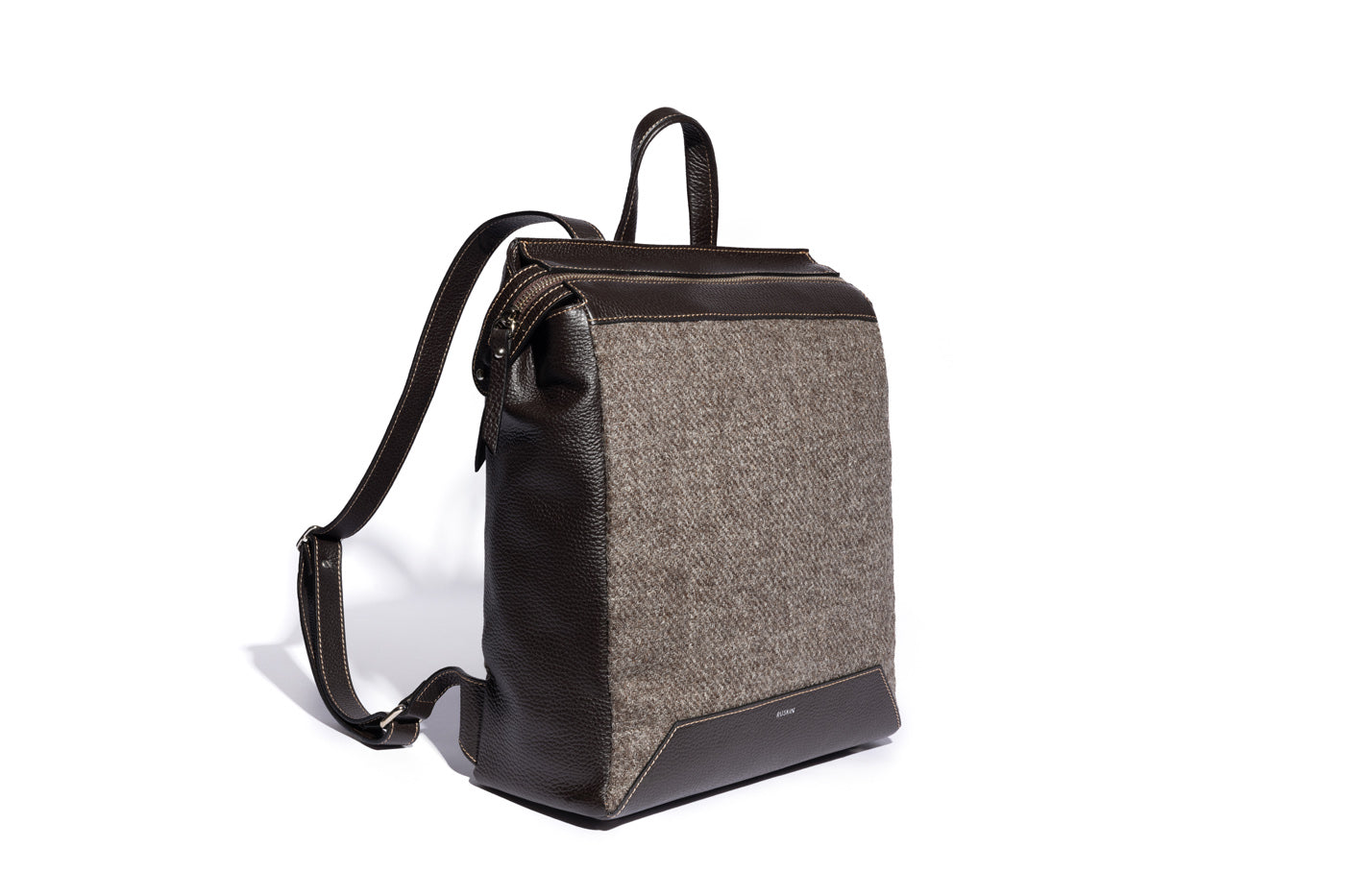 Hopper in Chocolate Leather & Tweed