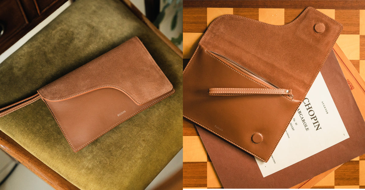 Camille Clutch in Bracken Leather and Suede