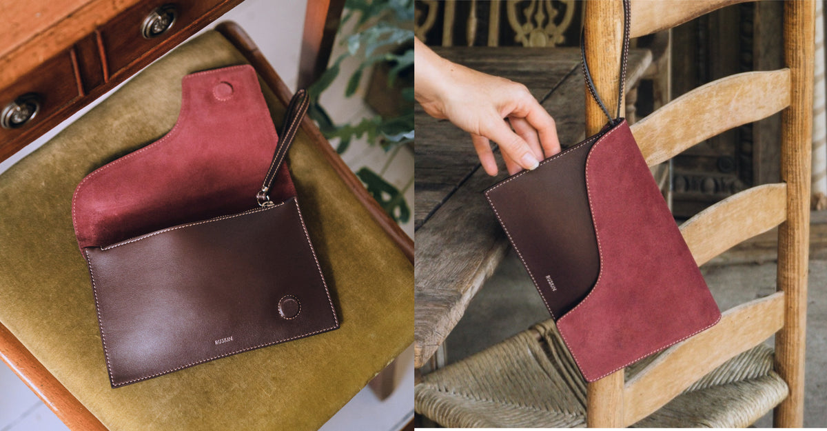The Camille Clutch Dusty Fig & Suede