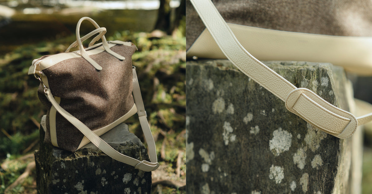 The Quentin Weekender in Cream Leather & Tweed