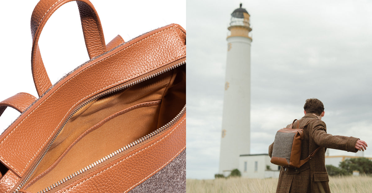 The Hopper in Bracken Leather & Tweed
