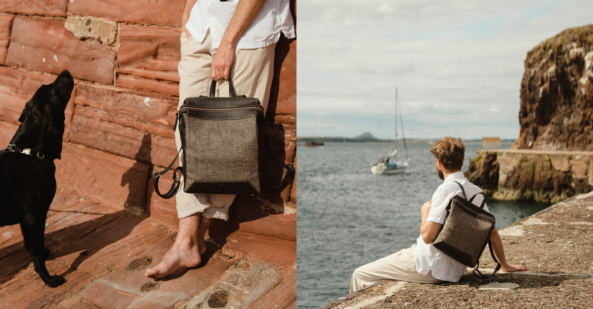 Hopper in Chocolate Leather & Tweed