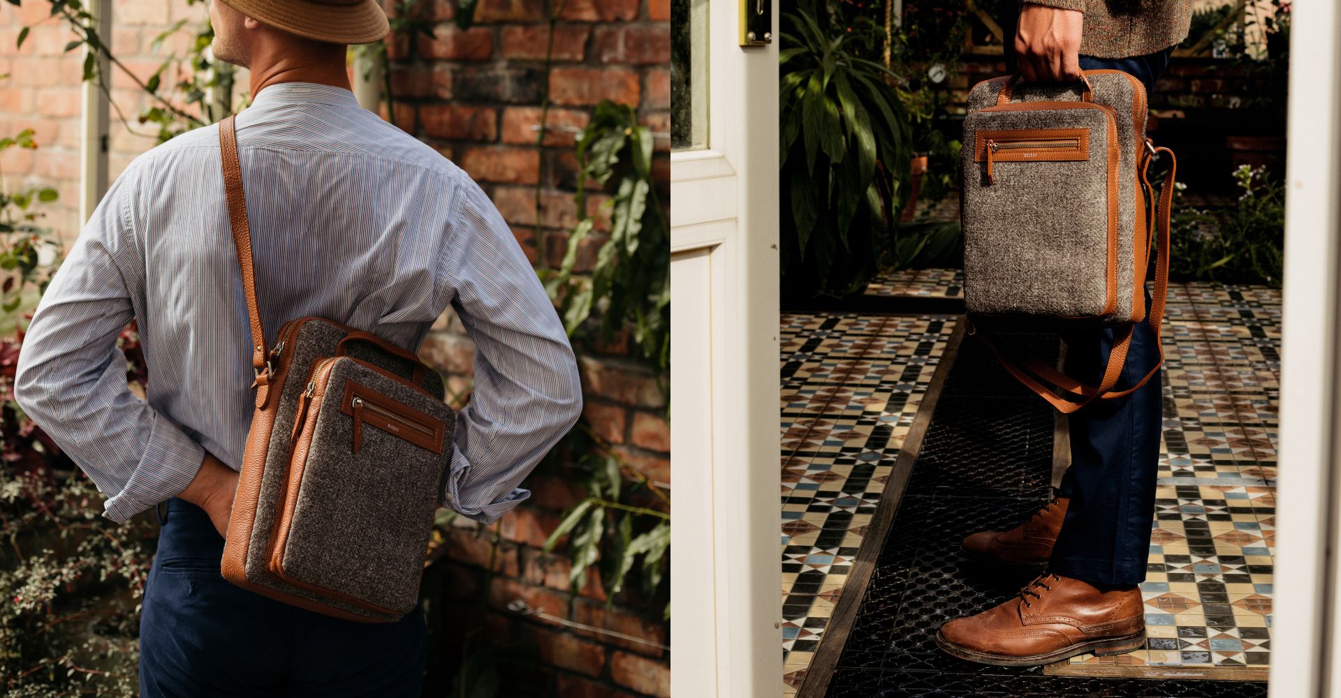 The Elvet in Bracken Leather & Tweed