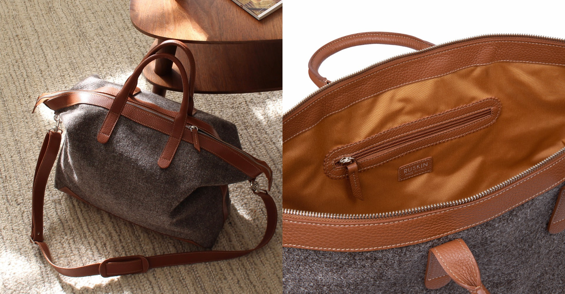The Quentin Weekender in Bracken Leather & Tweed