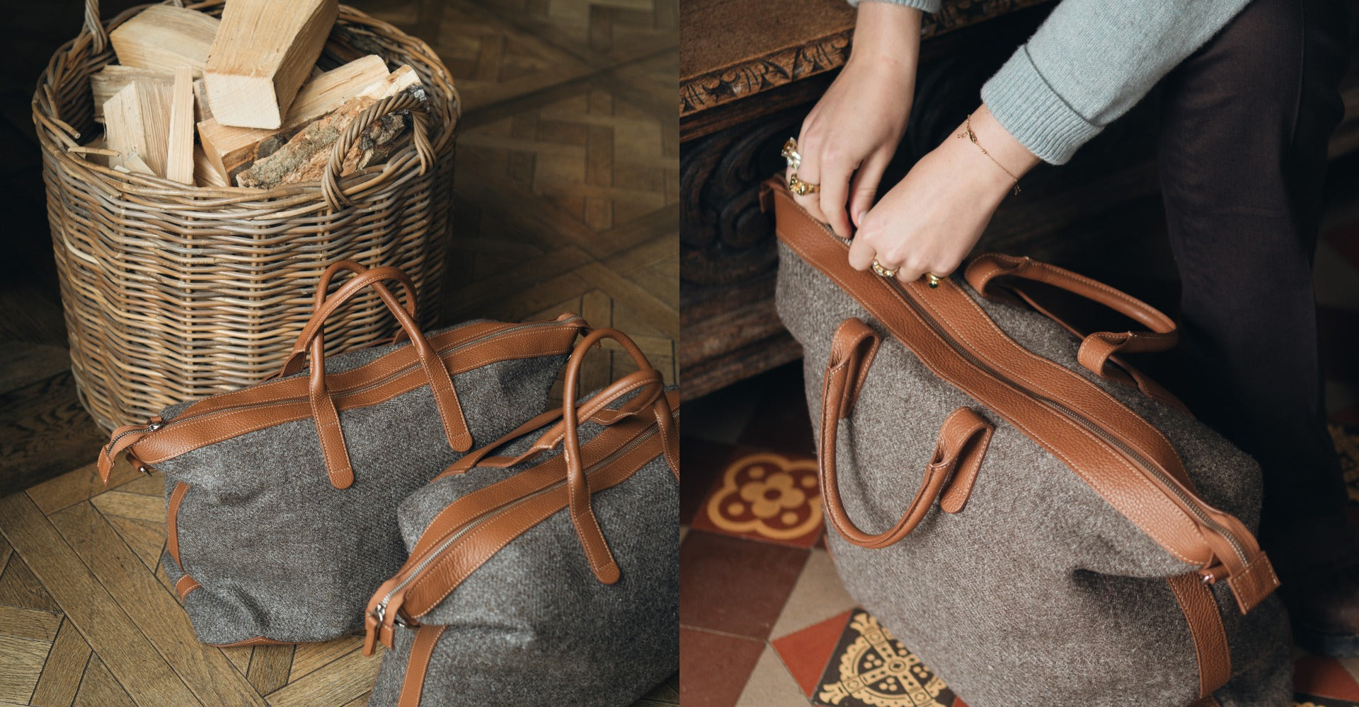 The Quentin Weekender in Bracken Leather & Tweed