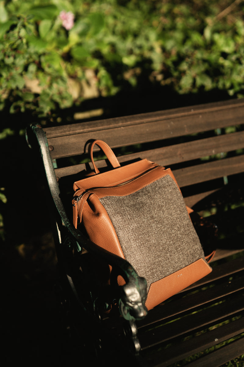 The Hopper in Bracken Leather & Tweed