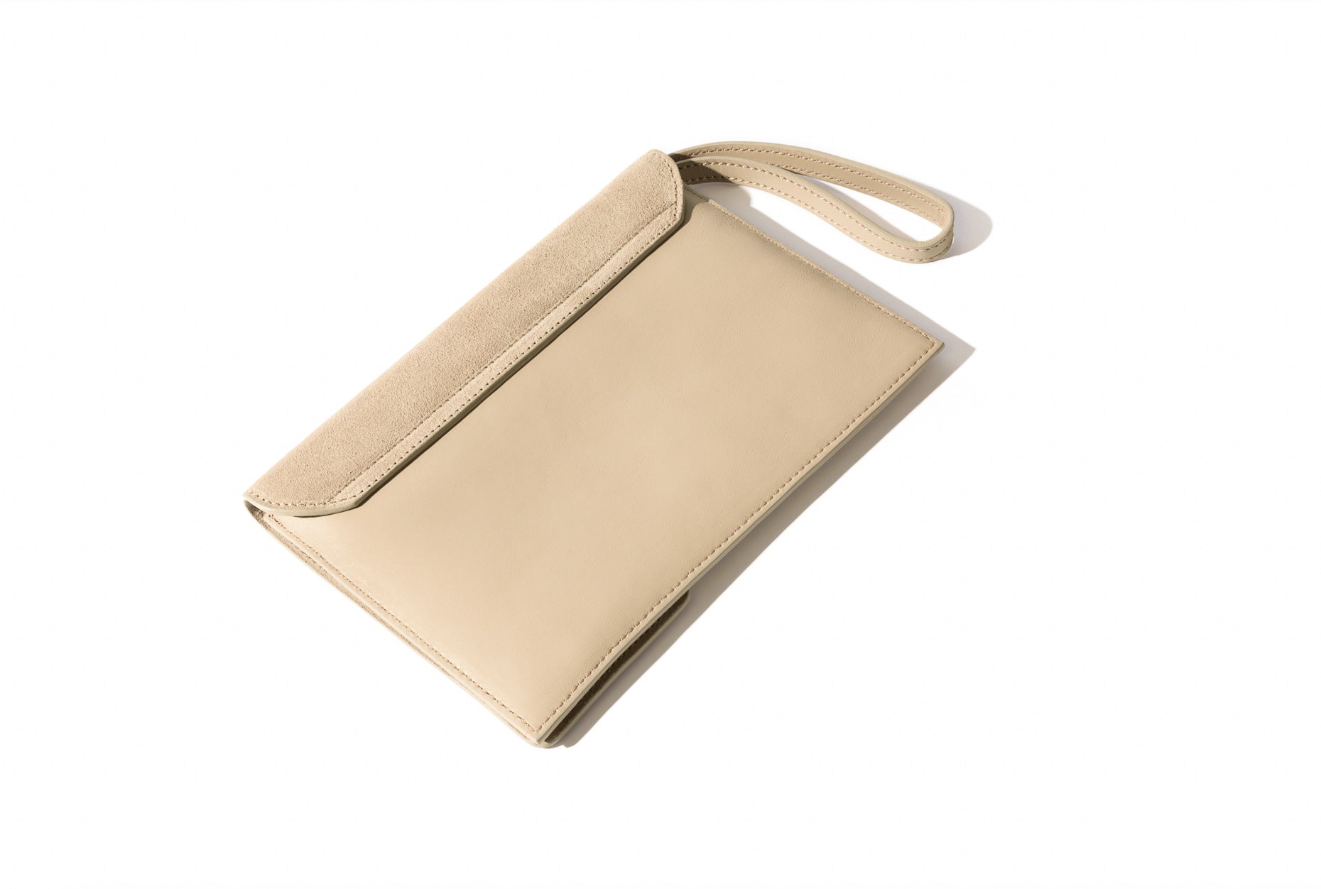 Camille Clutch in Soft Stone Leather and Suede