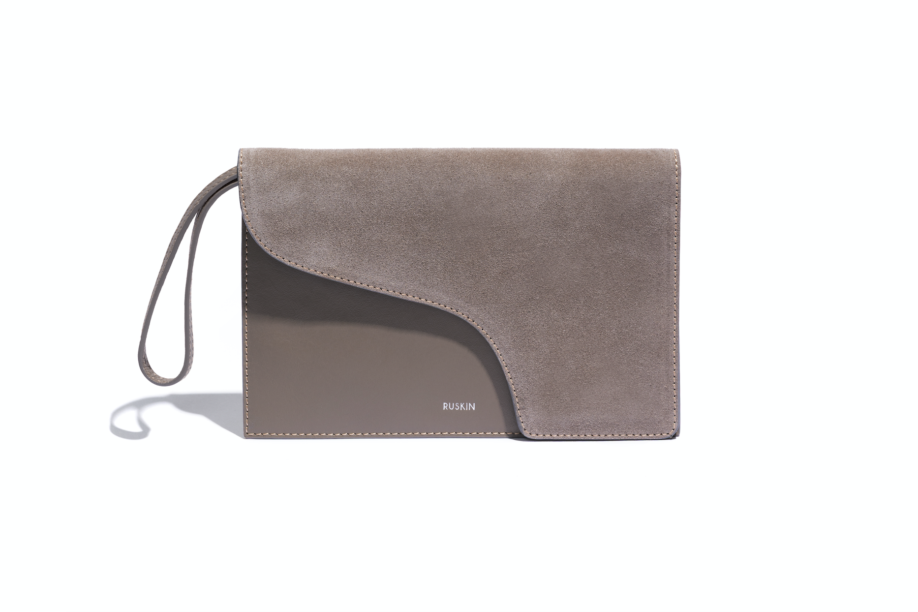 Camille Clutch in Mud Leather and Suede