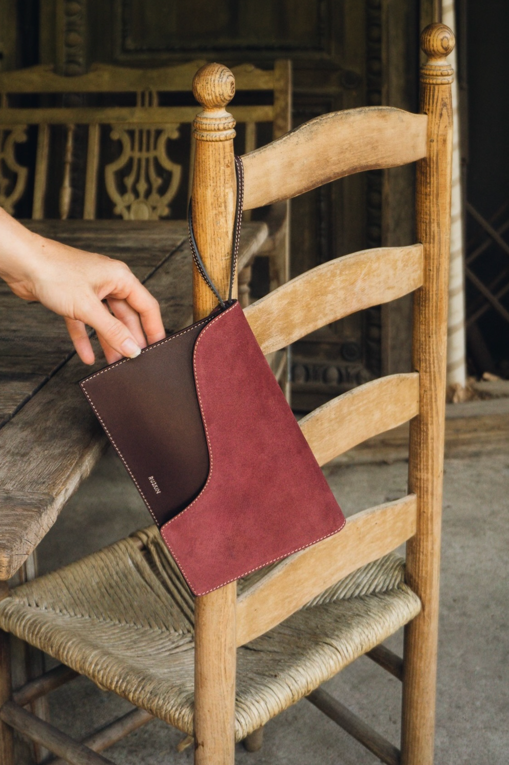 The Camille Clutch Dusty Fig & Suede