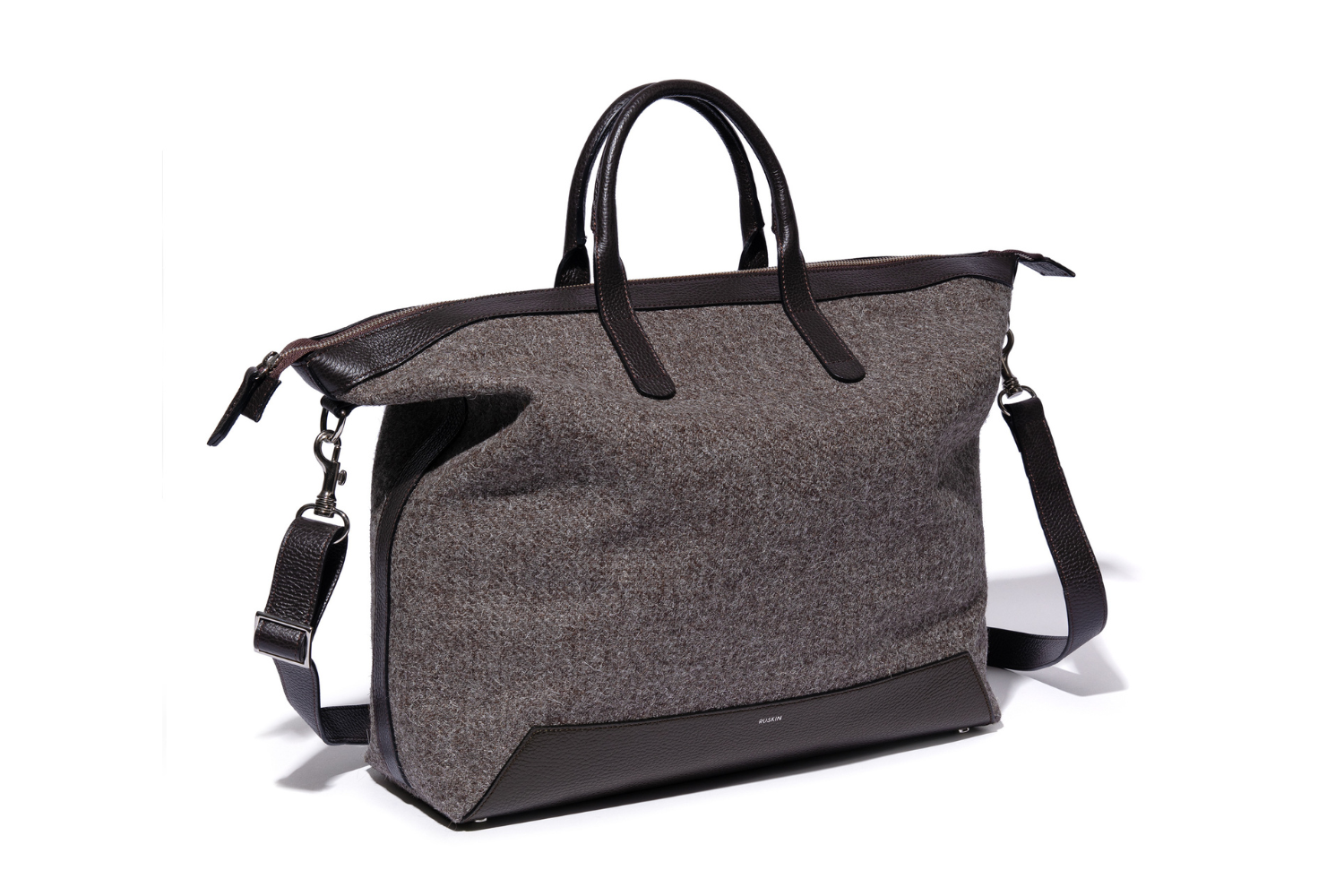 The Quentin Weekender in Chocolate Leather & Tweed