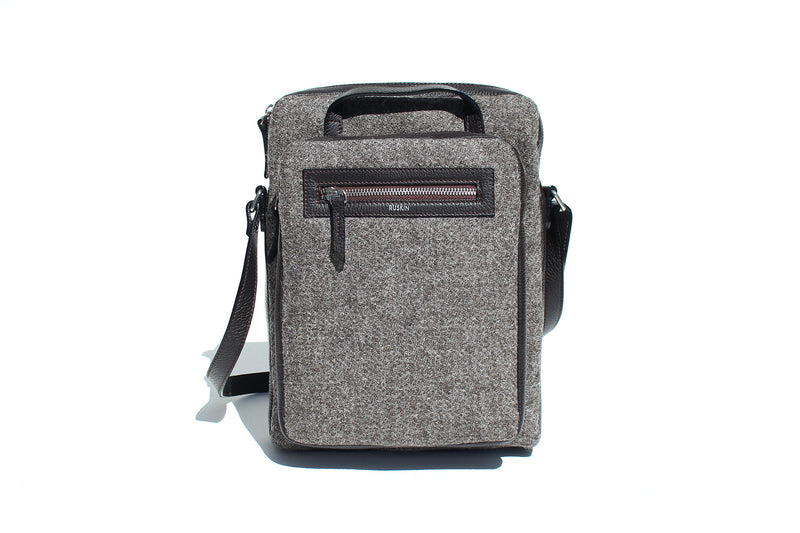 John | Tweed Laptop Bag Grey/Brown